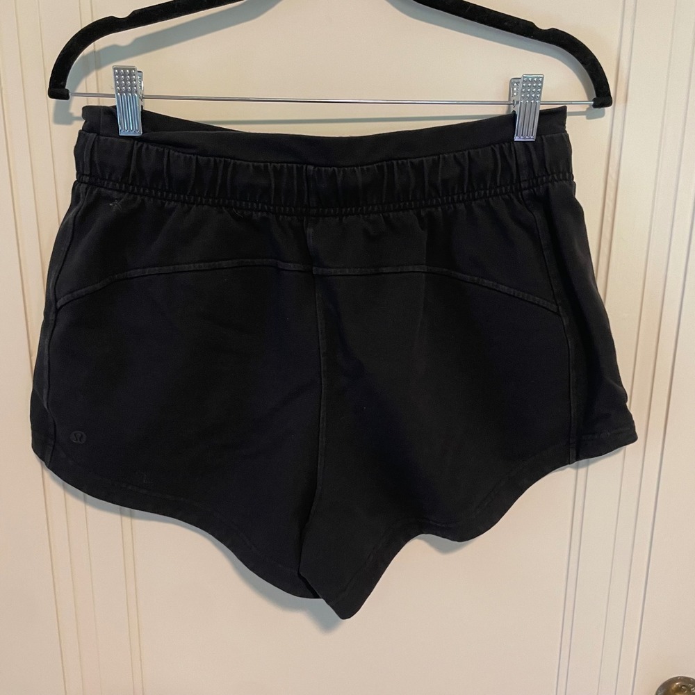 Lululemon Inner Glow Short 3" Black French Terry Cotton Drawstring Womens Size 8 - Picture 4 of 6